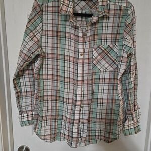 Plaid Kids Shirt - Green, Red, White